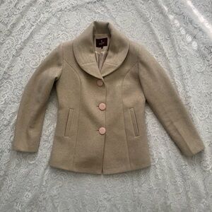 Elegant Zoetic Vintage Blazer Women's Size 40 Beige With Light Pink Buttons